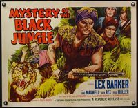 4v793 MYSTERY OF THE BLACK JUNGLE 1/2sh '55 art of Lex Barker w/rifle by tiger hunting in India!