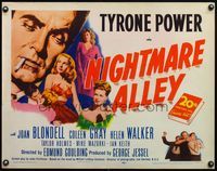 4v807 NIGHTMARE ALLEY 1/2sh R55 art of Tyrone Power with cigarette & sexy Joan Blondell!