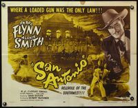 4v843 SAN ANTONIO 1/2sh R56 cowboy Errol Flynn, where a loaded gun was the only law!