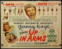4v958 UP IN ARMS style B 1/2sh '44 funnyman Danny Kaye & Dinah Shore, half-dressed Goldwyn Girls!