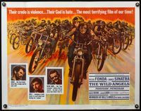4v981 WILD ANGELS 1/2sh '66 classic image of biker Peter Fonda & sexy Nancy Sinatra on motorcycle!