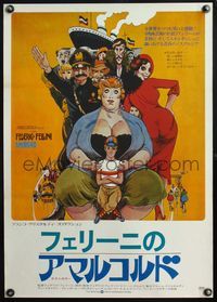 4v014 AMARCORD Japanese '74 Federico Fellini classic comedy, great wacky artwork!