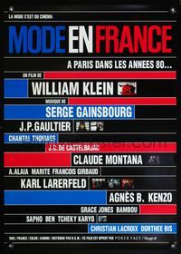 4v306 MODE IN FRANCE Japanese '85 William Klein fashion documentary, French flag poster design!