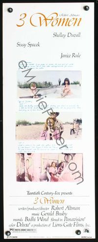 4w005 3 WOMEN insert '77 Robert Altman, Shelley Duvall, Sissy Spacek, Janice Rule