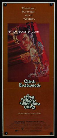 4w027 ANY WHICH WAY YOU CAN insert '80 cool artwork of Clint Eastwood & Clyde by Bob Peak!