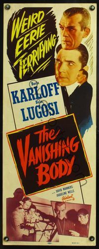 4w064 BLACK CAT insert R53 Boris Karloff, Bela Lugosi, Vanishing Body, weird, eerie, terrifying!