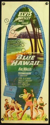 4w073 BLUE HAWAII insert '61 Elvis Presley plays a ukulele for sexy beach babes!