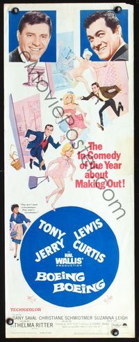 4w078 BOEING BOEING insert '65 Tony Curtis & Jerry Lewis, wacky sexy art by Jack Rickard!