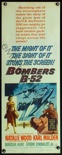 4w079 BOMBERS B-52 insert '57 sexy Natalie Wood & Karl Malden, cool art of B-52's!