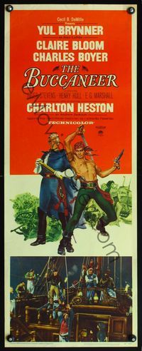 4w089 BUCCANEER insert '58 Yul Brynner, Charlton Heston, directed by Anthony Quinn!