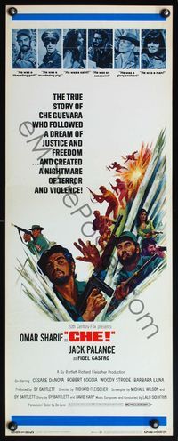 4w108 CHE insert '69 art of Omar Sharif as Guevara, Jack Palance as Fidel Castro!