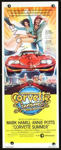 4w118 CORVETTE SUMMER insert '78 artwork of Mark Hamill & sexy Annie Potts on Chevy sports car!