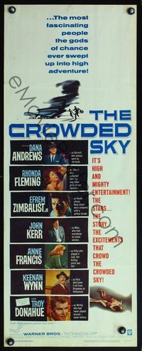 4w123 CROWDED SKY insert '60 Dana Andrews, Rhonda Fleming, airplane disaster thriller!
