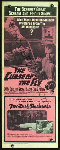 4w124 CURSE OF THE FLY/DEVILS OF DARKNESS insert '65 the screen's great scream-and-fright show!