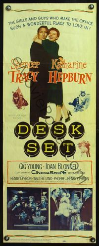 4w138 DESK SET insert '57 Spencer Tracy & Katharine Hepburn make the office a wonderful place!
