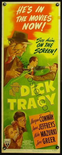 4w143 DICK TRACY insert '45 art of Morgan Conway as Chester Gould's classic detective!