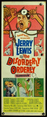 4w146 DISORDERLY ORDERLY insert '65 artwork of wackiest hospital nurse Jerry Lewis!