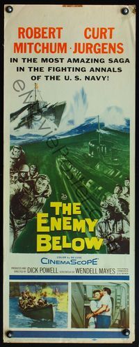4w152 ENEMY BELOW insert '58 Robert Mitchum & Curt Jurgens in the amazing saga of the U.S. Navy!