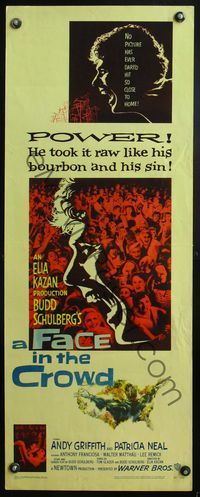 4w159 FACE IN THE CROWD insert '57 Andy Griffith took it raw like his bourbon & his sin, Elia Kazan