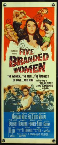 4w168 FIVE BRANDED WOMEN insert '60 Silvana Mangano, Vera Miles, Barbara Bel Geddes, Jeanne Moreau