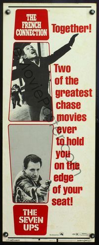 4w179 FRENCH CONNECTION/SEVEN-UPS insert '74 crime thriller double-bill, the greatest chase movies!