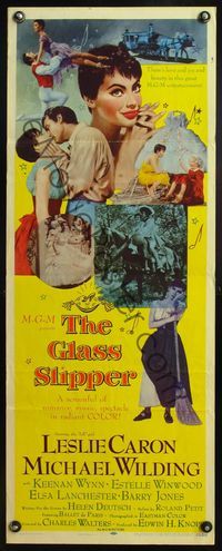 4w195 GLASS SLIPPER insert '55 wonderful close up art of pretty Leslie Caron by Jon Weintraub!