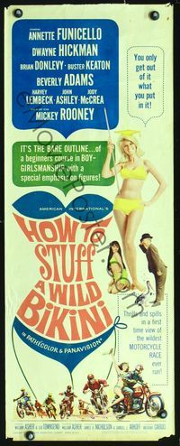 4w241 HOW TO STUFF A WILD BIKINI insert '65 Annette Funicello, Buster Keaton, bikers & bikinis!
