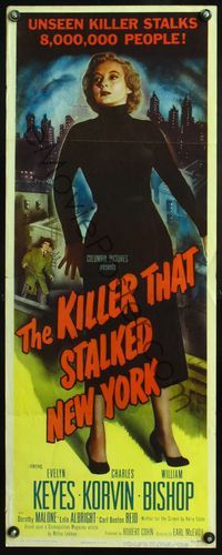 4w276 KILLER THAT STALKED NEW YORK insert '50 unseen killer stalks Evelyn Keyes & 8,000,000 people!