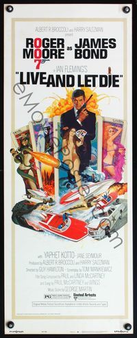 4w307 LIVE & LET DIE insert '73 art of Roger Moore as James Bond by Robert McGinnis!