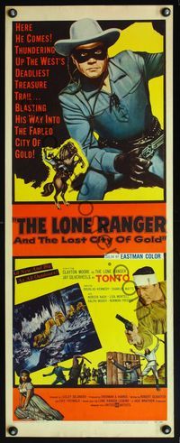 4w308 LONE RANGER & THE LOST CITY OF GOLD insert '58 masked Clayton Moore & Jay Silverheels!