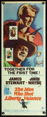4w336 MAN WHO SHOT LIBERTY VALANCE insert '62 John Wayne & James Stewart 1st time together, Ford!