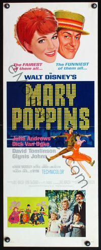 4w340 MARY POPPINS insert '64 Julie Andrews & Dick Van Dyke in Walt Disney's musical classic!