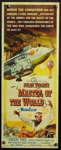 4w341 MASTER OF THE WORLD insert '61 Jules Verne, Vincent Price, art of enormous flying machine!