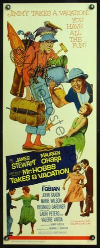 4w355 MR. HOBBS TAKES A VACATION insert '62 great wacky artwork of tourist Jimmy Stewart!