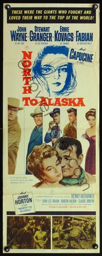 4w372 NORTH TO ALASKA insert '60 John Wayne & sexy Capucine in a fun-filled adventure in the Yukon!
