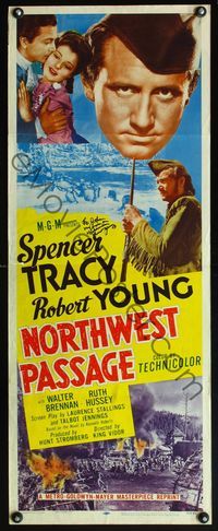 4w373 NORTHWEST PASSAGE signed insert R56 by Robert Young, who is in buckskin & with Spencer Tracy!