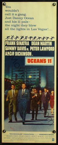 4w375 OCEAN'S 11 insert '60 Frank Sinatra, Dean Martin, Sammy Davis Jr., classic Rat Pack!
