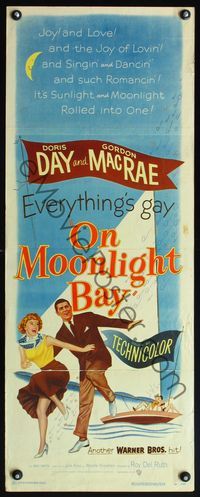 4w380 ON MOONLIGHT BAY insert '51 great image of singing Doris Day & Gordon MacRae by sailboat!