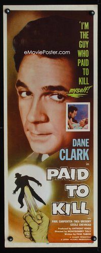 4w391 PAID TO KILL insert '54 Dane Clark is the guy who paid to kill himself, cool image!