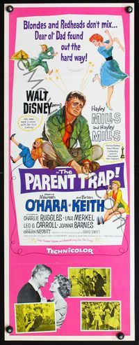 4w397 PARENT TRAP insert '61 Disney, Hayley Mills, Maureen O'Hara, Brian Keith