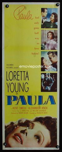 4w406 PAULA insert '52 really pretty Loretta Young had only gone half-way to love before!