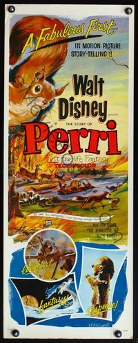 4w412 PERRI insert '57 Disney's fabulous first in motion picture story-telling, squirrels!