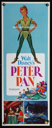 4w414 PETER PAN insert R69 Walt Disney animated cartoon fantasy classic, great full-length art!