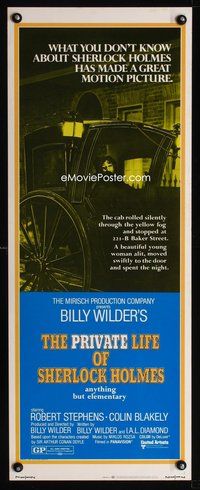 4w436 PRIVATE LIFE OF SHERLOCK HOLMES insert '71 Billy Wilder, Robert Stephens, cool art!