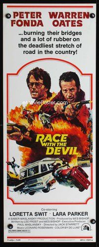 4w448 RACE WITH THE DEVIL insert '75 Peter Fonda & Warren Oates burning bridges & a lot of rubber!