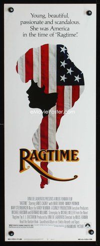 4w450 RAGTIME insert '81 James Cagney, cool patriotic American flag art, directed by Milos Forman!