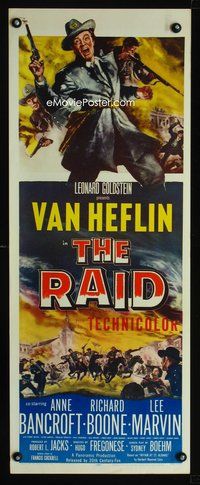 4w451 RAID insert '54 art of Van Heflin in Civil War uniform, Anne Bancroft, Richard Boone