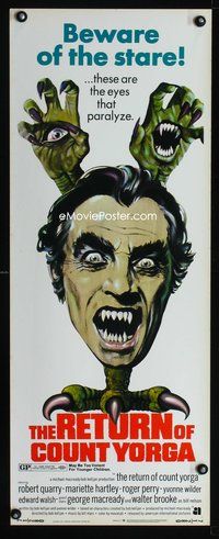 4w462 RETURN OF COUNT YORGA insert '71 Robert Quarry, AIP vampires, beware the stare of these eyes!
