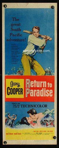 4w465 RETURN TO PARADISE insert '53 art of Gary Cooper, from James A. Michener's story!