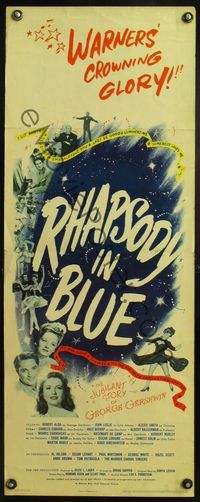 4w467 RHAPSODY IN BLUE insert '45 directed by Irving Rapper, Robert Alda as George Gershwin!